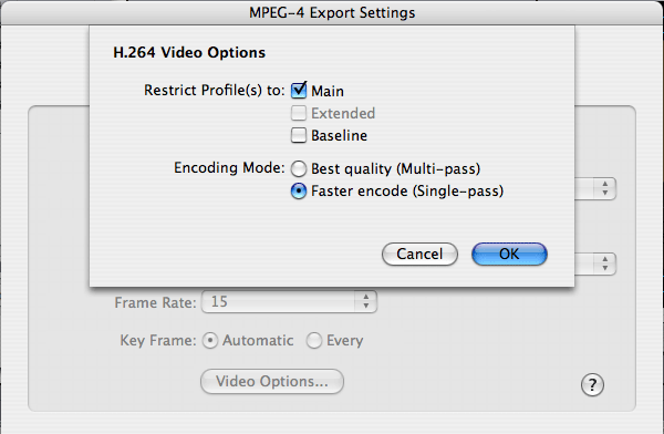 H.264 Video Options